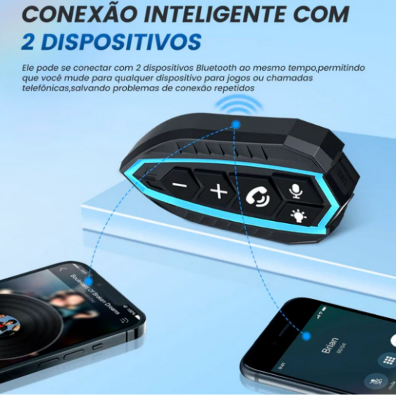 Fone de Ouvido para Motociclistas com Bluetooth 5.0