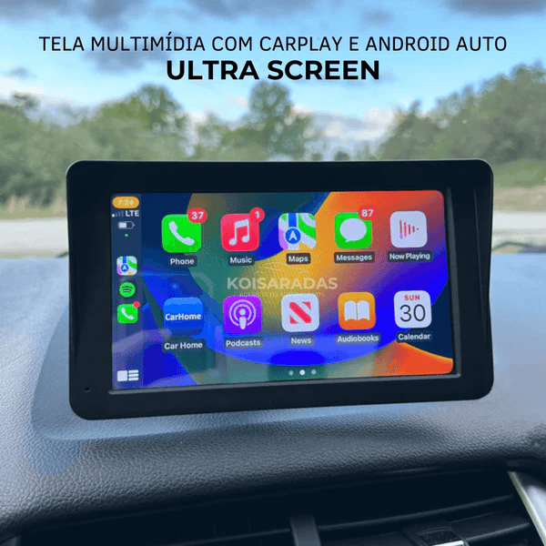 Ultra Screen - Tela Multímidia CarPlay e Android Auto + Câmera Ré de Brinde (PROMOÇÃO LIMITADA)